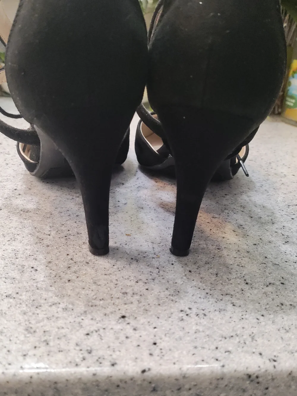 Fergalicious Black Pointed Toe Lace-Up Heels